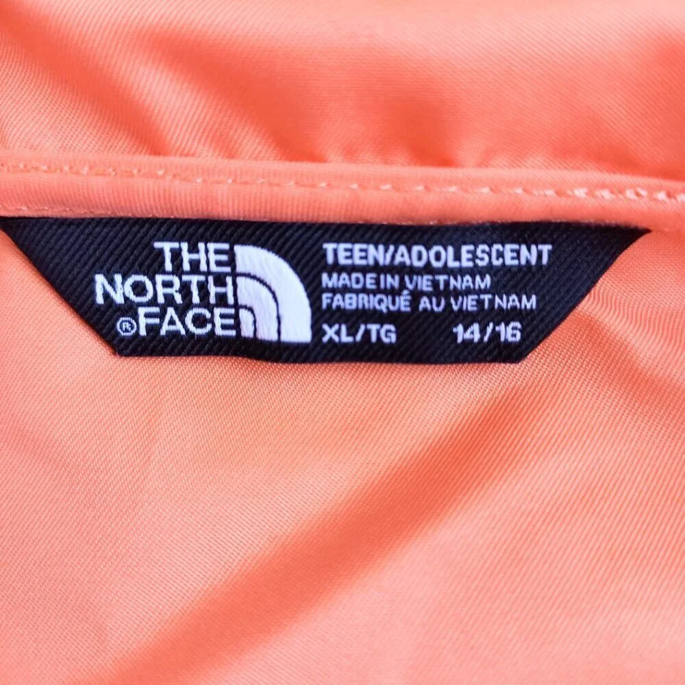 The North Face Youth XL Windbreaker Jacket Orange Colorblock Hooded Lightweight